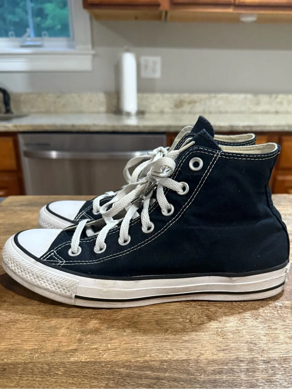 Converse Unisex Navy and White High-Top Sneakers W/8 M/6